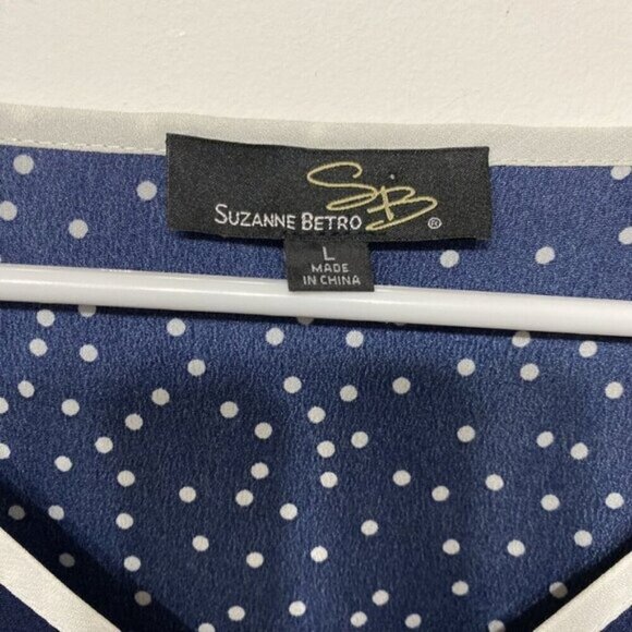 Suzanne Betro Tunic Polka Dot V Neck Long Sleeve Large - Picture 4 of 9